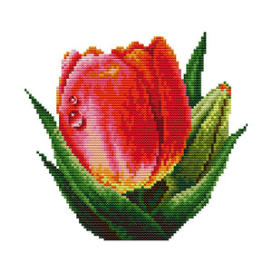 Red Tulips 14CT Stamped Cross Stitch Kit 21x20cm(canvas)