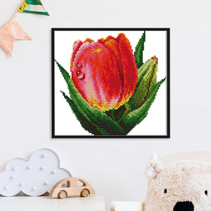 Red Tulips 14CT Stamped Cross Stitch Kit 21x20cm(canvas)