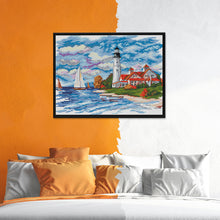 Load image into Gallery viewer, Scenery FA030 Lighthouse 38*30cm(canvas) 14CT 2 Threads Cross Stitch kit
