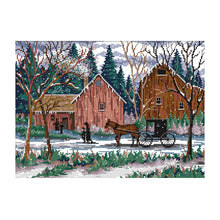 Load image into Gallery viewer, Scenery Landscape F764 Snow Day 42*32cm(canvas) 14CT 2 Threads Cross Stitch kit
