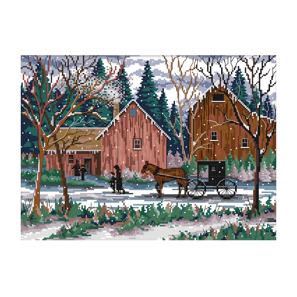 Scenery Landscape F764 Snow Day 42*32cm(canvas) 14CT 2 Threads Cross Stitch kit