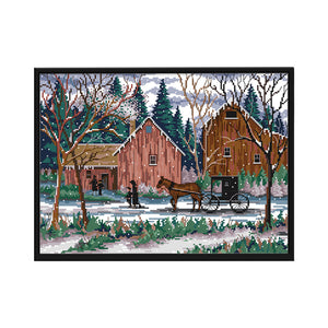 Scenery Landscape F764 Snow Day 42*32cm(canvas) 14CT 2 Threads Cross Stitch kit