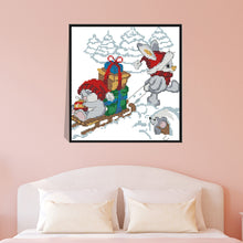 Load image into Gallery viewer, C038 Christmas Bunny 24*24cm(canvas) 14CT 2 Threads Cross Stitch kit
