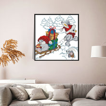 Load image into Gallery viewer, C038 Christmas Bunny 24*24cm(canvas) 14CT 2 Threads Cross Stitch kit
