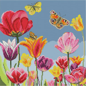 Colorful Tulip 14CT Stamped Cross Stitch Kit 37x37cm(canvas)