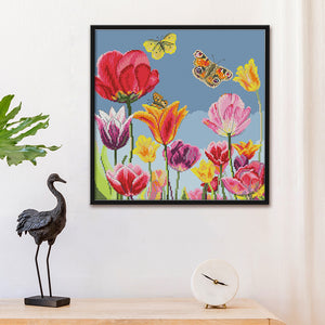 Colorful Tulip 14CT Stamped Cross Stitch Kit 37x37cm(canvas)