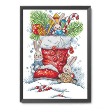 Load image into Gallery viewer, Christmas Bunny 21*31cm(canvas) 14CT 2 Threads Cross Stitch kit
