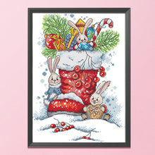 Load image into Gallery viewer, Christmas Bunny 21*31cm(canvas) 14CT 2 Threads Cross Stitch kit
