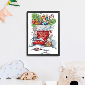 Christmas Bunny 21*31cm(canvas) 14CT 2 Threads Cross Stitch kit