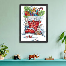 Load image into Gallery viewer, Christmas Bunny 21*31cm(canvas) 14CT 2 Threads Cross Stitch kit
