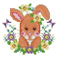 Load image into Gallery viewer, Cute Animal Bunny KB098 15*15cm(canvas) 14CT 2 Threads Cross Stitch kit
