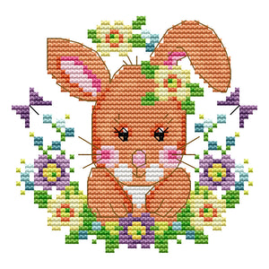 Cute Animal Bunny KB098 15*15cm(canvas) 14CT 2 Threads Cross Stitch kit