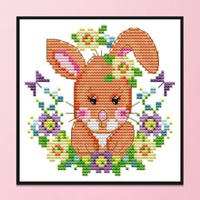 Load image into Gallery viewer, Cute Animal Bunny KB098 15*15cm(canvas) 14CT 2 Threads Cross Stitch kit
