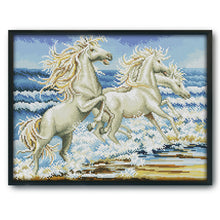 Load image into Gallery viewer, Running Horses Seaside D842 42*33cm(canvas) 14CT 2 Threads Cross Stitch kit
