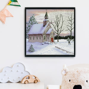 Country Scenery Snowy House 1044 51*49cm(canvas) 11CT 3 Threads Cross Stitch kit