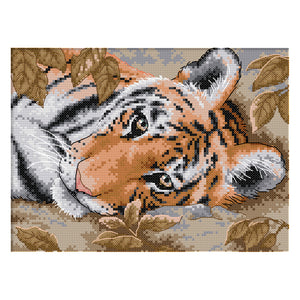 Animal Tiger 14CT Stamped Cross Stitch Kit 29x21cm(canvas)