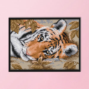 Animal Tiger 14CT Stamped Cross Stitch Kit 29x21cm(canvas)