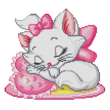 Load image into Gallery viewer, Pink Cat 14CT Stamped Cross Stitch Kit 25x21cm(canvas)
