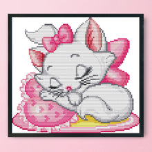 Load image into Gallery viewer, Pink Cat 14CT Stamped Cross Stitch Kit 25x21cm(canvas)
