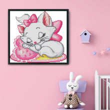 Load image into Gallery viewer, Pink Cat 14CT Stamped Cross Stitch Kit 25x21cm(canvas)
