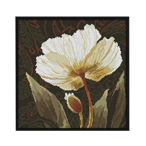 White Flower 14CT Stamped Cross Stitch Kit 33x33cm(canvas)