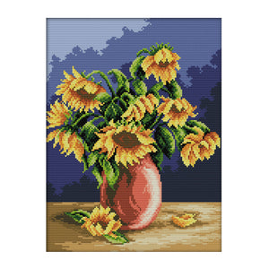 Sunflower Vase 14CT Stamped Cross Stitch Kit 29x36cm(canvas)