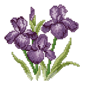 Purple Flower 14CT Stamped Cross Stitch Kit 17x17cm(canvas)