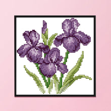 Load image into Gallery viewer, Purple Flower 14CT Stamped Cross Stitch Kit 17x17cm(canvas)
