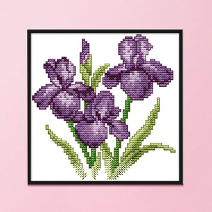 Purple Flower 14CT Stamped Cross Stitch Kit 17x17cm(canvas)