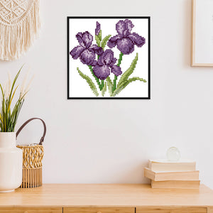 Purple Flower 14CT Stamped Cross Stitch Kit 17x17cm(canvas)