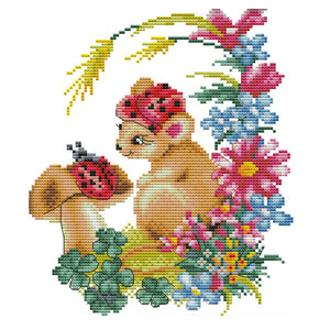 Animal 14CT Stamped Cross Stitch Kit 25x27cm(canvas)