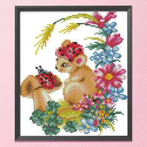 Animal 14CT Stamped Cross Stitch Kit 25x27cm(canvas)