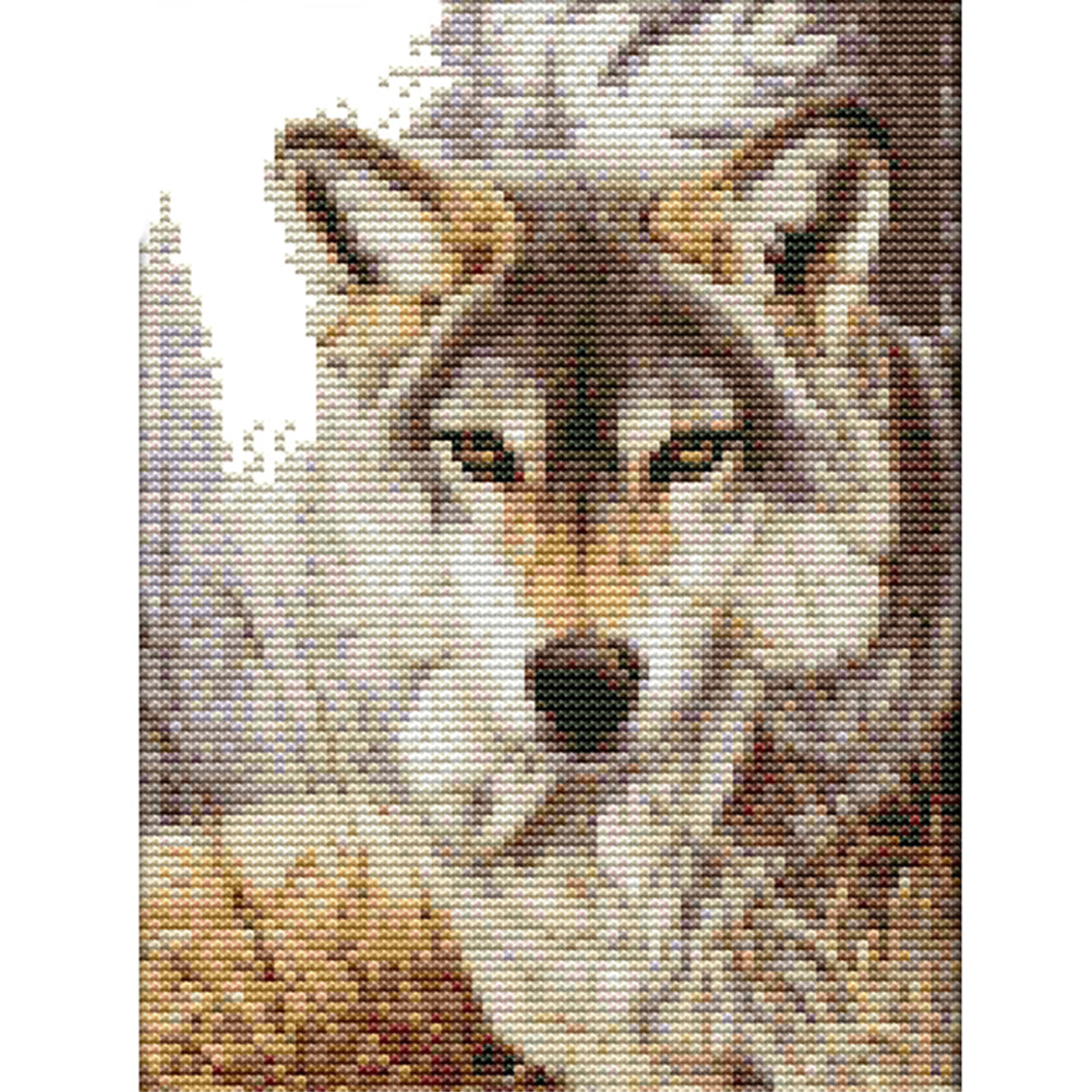 Wolf Spirit 14CT Stamped Cross Stitch Kit 19x27cm(canvas)