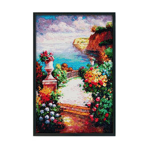 F526 Flower Path 62*91cm(canvas) 14CT 2 Threads Cross Stitch kit