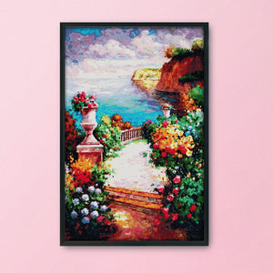 F526 Flower Path 62*91cm(canvas) 14CT 2 Threads Cross Stitch kit