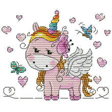 Load image into Gallery viewer, Cartoon Horse 14CT Stamped Cross Stitch Kit 16x14cm(canvas)
