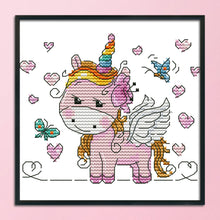 Load image into Gallery viewer, Cartoon Horse 14CT Stamped Cross Stitch Kit 16x14cm(canvas)
