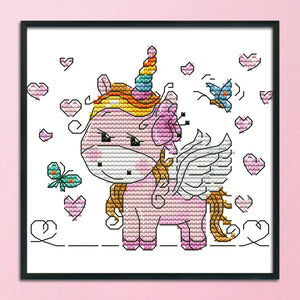 Cartoon Horse 14CT Stamped Cross Stitch Kit 16x14cm(canvas)