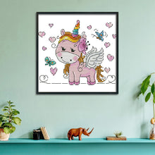 Load image into Gallery viewer, Cartoon Horse 14CT Stamped Cross Stitch Kit 16x14cm(canvas)
