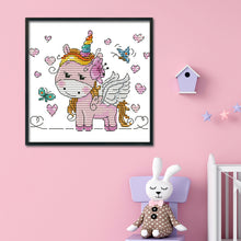 Load image into Gallery viewer, Cartoon Horse 14CT Stamped Cross Stitch Kit 16x14cm(canvas)
