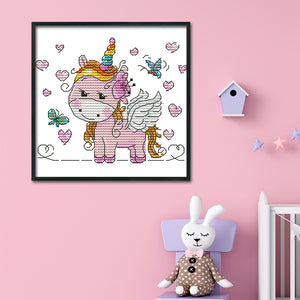 Cartoon Horse 14CT Stamped Cross Stitch Kit 16x14cm(canvas)