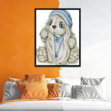 Load image into Gallery viewer, Blue Hat Rabbit 14CT Stamped Cross Stitch Kit 20x17cm(canvas)
