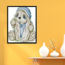 Load image into Gallery viewer, Blue Hat Rabbit 14CT Stamped Cross Stitch Kit 20x17cm(canvas)
