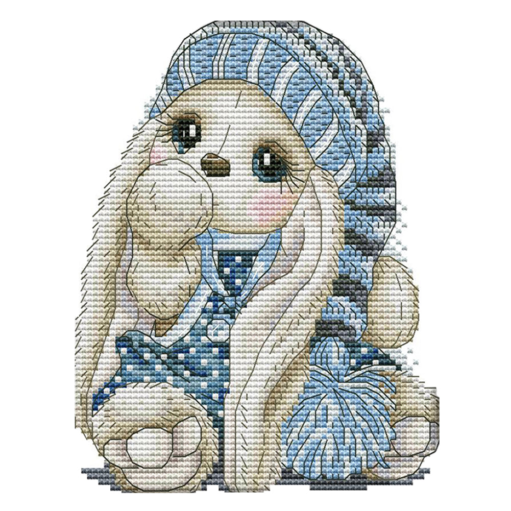 Mini Rabbit 14CT Stamped Cross Stitch Kit 20x17cm(canvas)