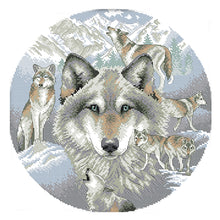 Load image into Gallery viewer, Wolf 14CT Stamped Cross Stitch Kit 38x38cm(canvas)
