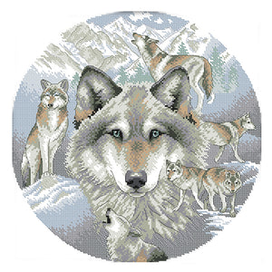 Wolf 14CT Stamped Cross Stitch Kit 38x38cm(canvas)