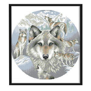 Wolf 14CT Stamped Cross Stitch Kit 38x38cm(canvas)