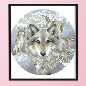 Wolf 14CT Stamped Cross Stitch Kit 38x38cm(canvas)