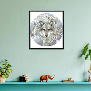 Wolf 14CT Stamped Cross Stitch Kit 38x38cm(canvas)