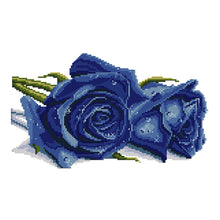 Load image into Gallery viewer, Rose (Blue) 14CT Stamped Cross Stitch Kit 34x21cm(canvas)
